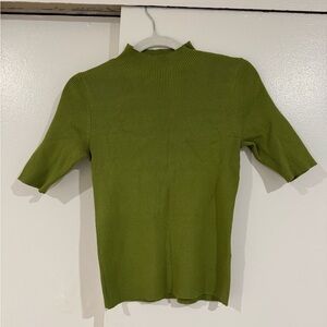Philosophy Short Sleeve Green Ribbed Top